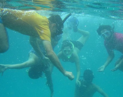 Playing with the group in the snorkeling