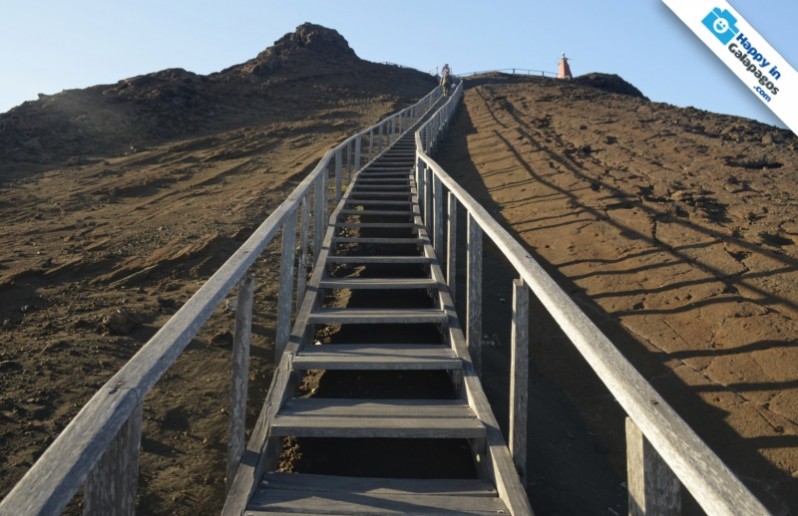 Climbing up to the top of Bartolome Island