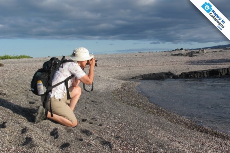 Taking photos of Fernandina Island in Galapagos